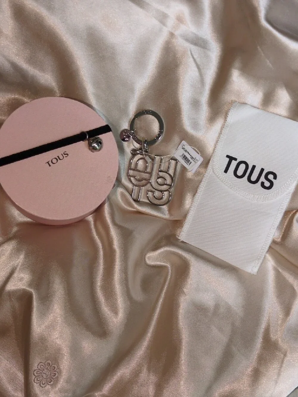 TOUS Silver Tone Logo Keyring with Tag